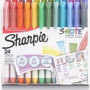 SHARPIE S-Note Creative Markers, Assorted Colors, Chisel Tip, 24 Count